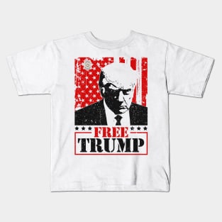 Free Trump Mugshot America vintage Flag Kids T-Shirt